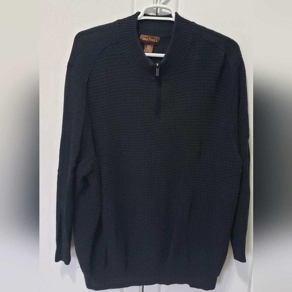 Oak Hill Men's Classic Black Zip-Up Sweater